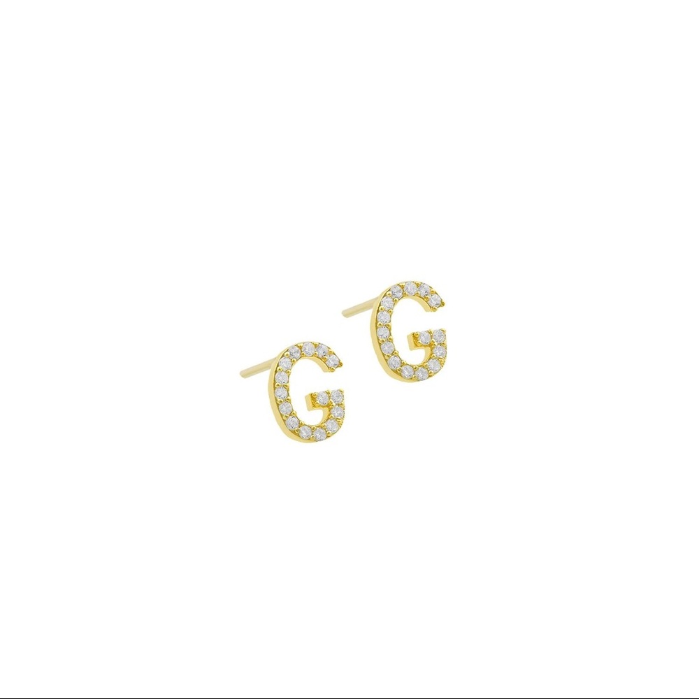 Alex Mika “P” Initial Pave Earring